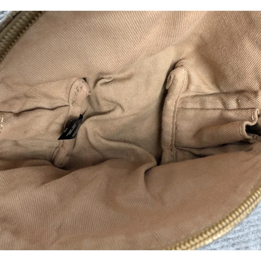 Fossil Leather Coin Pouch Purse Zip Closure Lined Metallic Bronze Makeup Travel
